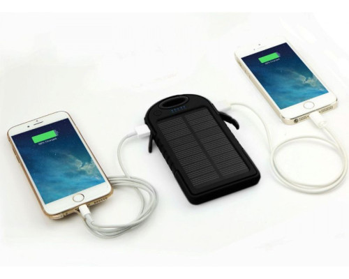Power Bank Solar Charger SC30 30000 mAh на солнечной батарее, прорезиненный, влагозащита, LED фонарик Черный