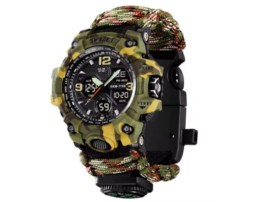 Часы наручные модель (1155BCMGN) SKMEI PARACORD, GREEN CAMO, Compass, UKRAINE