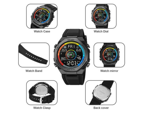 Часы наручные модель (2209CKBK) SKMEI, COLORFUL/BLACK, Compass, Pedometer, UKRAINE