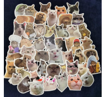 Набор наклеек Котики 50 шт, стикеры самоклеющиеся
