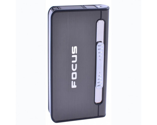 Портсигар с зажигалкой на 12 сигарет FOCUS (4939 Black)