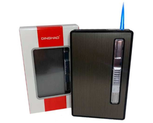 Портсигар с зажигалкой на 20 тонких сигарет DINGHAO (HL-534 Black)