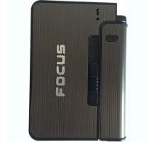 Портсигар с зажигалкой на 10 сигарет FOCUS (XT-4938 Black)