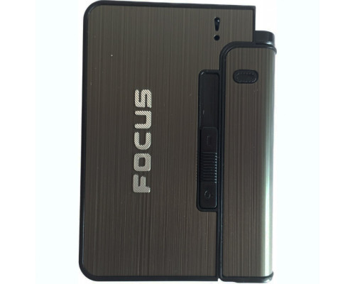 Портсигар с зажигалкой на 10 сигарет FOCUS (XT-4938 Black)