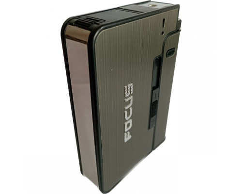 Портсигар с зажигалкой на 10 сигарет FOCUS (XT-4938 Black)