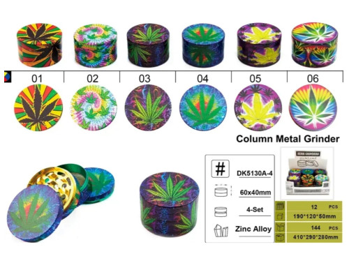 Гриндер D&K "CANNABIS"  (4 секции), 6,0см * 4см