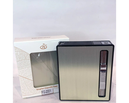 Металлический портсигар с турбо-зажигалкой Dinghao HL-536 Gold
