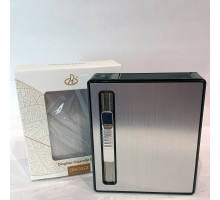 Металлический портсигар с турбо-зажигалкой Dinghao HL-536 Silver