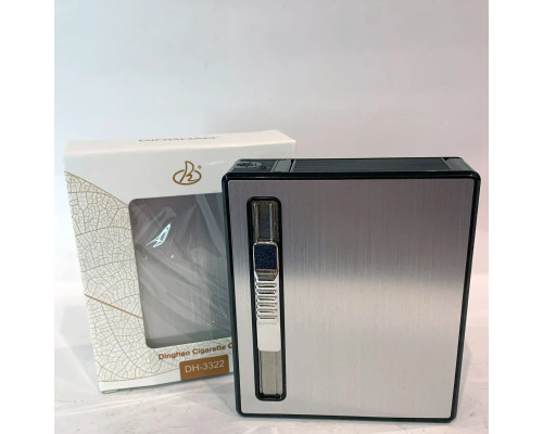 Металлический портсигар с турбо-зажигалкой Dinghao HL-536 Silver