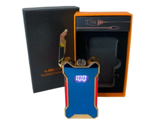 Электрическая USB-зажигалка с двойной дуговой плазмой (HL-651 Blue)