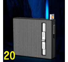 Портсигар на 20шт с зажигалкой и электро прикуривателем⚡️(USB) HL-425 black