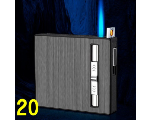 Портсигар на 20шт с зажигалкой и электро прикуривателем⚡️(USB) HL-425 black