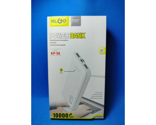 Внешний аккумулятор Power Bank KLGO KP-56 10000mAh 2.1A Белый/Черный