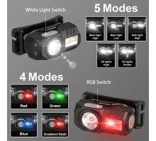 Фонарь налобный T131-XPE+3SMD(red+green+blue+UV)