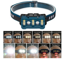 Фонарь налобный W-6112A-2XPE+12SMD+6SMD(white+red)