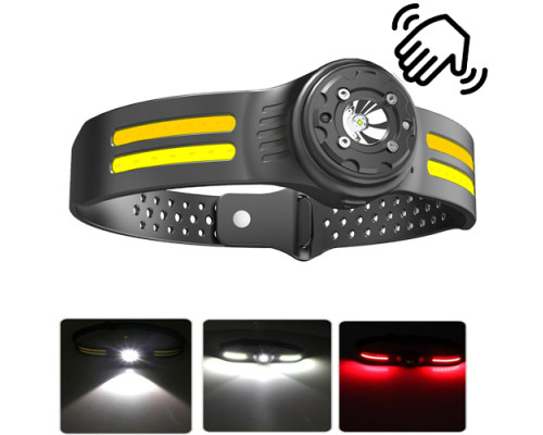 Фонарь налобный T134-XPE+4COB (white+yellow+red)