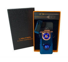 Электрическая USB зажигалка с дуговым поджигом hl-648 blue black