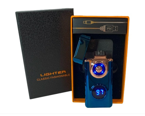 Электрическая USB зажигалка с дуговым поджигом hl-648 blue black