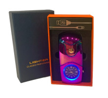 Электронная USB зажигалка с кварцевыми часами HL-685 color
