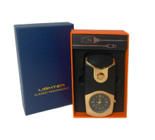 Электронная USB зажигалка с кварцевыми часами HL-685 matte black