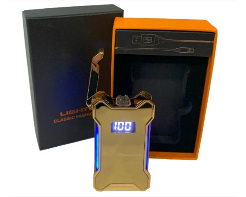 Электрическая usb-зажигалка с двойной дуговой плазмой HL- 651 gold