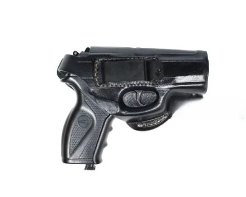 Кобура поясная Crosman C11 формованная с клипсой. Материал кожа, цвет чёрная